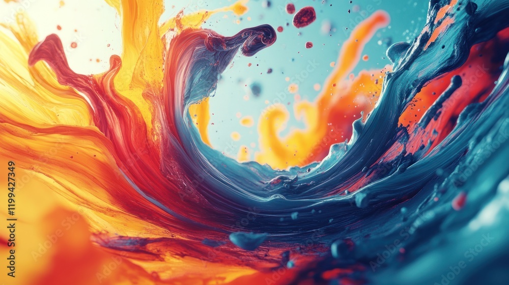 Poster vibrant swirls of paint create a dynamic abstract pattern in bright colors and flowing shapes. gener