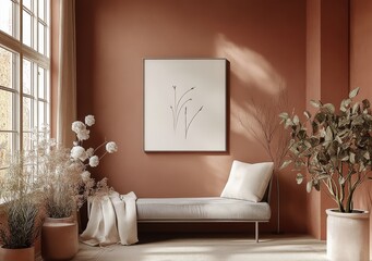 Lush Plants and Flowers in a 3D Rendered Space