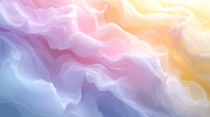Fototapeta premium Colorful abstract waves blend softly together creating a serene and calming atmosphere in pastel hues. Generative AI