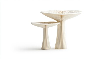 White Minimalist Mushrooms on Light Background for Nature Aesthetics