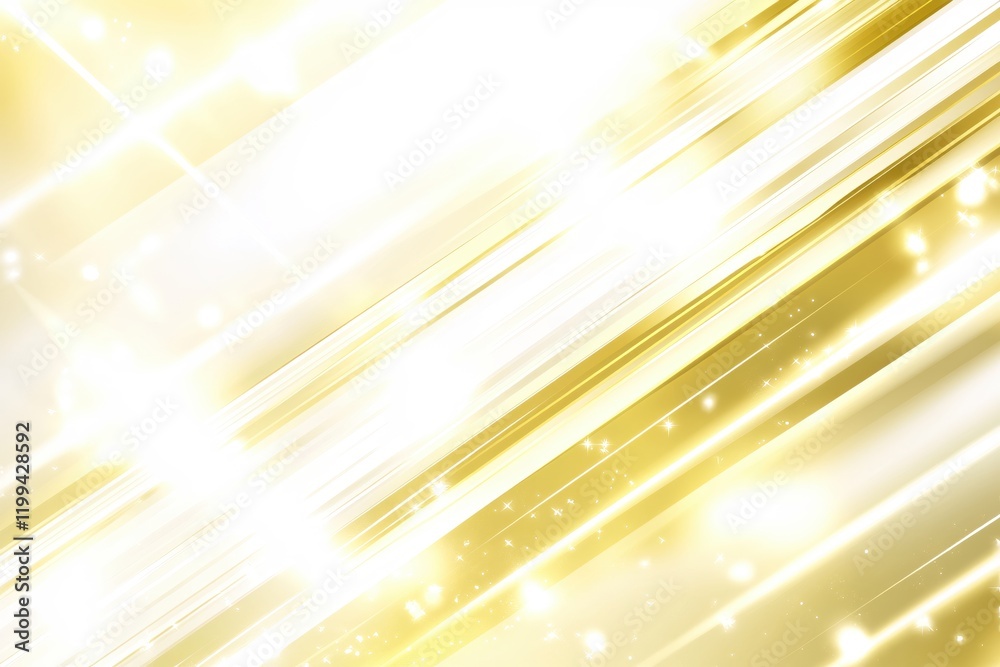 Poster Golden Abstract Background with Bright Diagonal Lines and Sparkling Lights