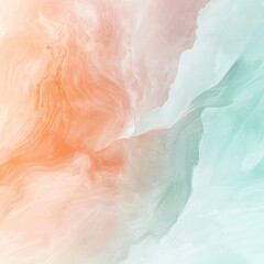 Fototapeta premium Abstract Pastel Peach and Mint Swirl Painting Texture Background