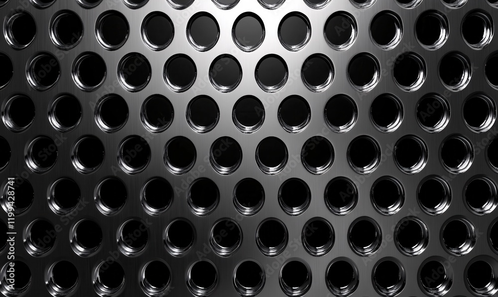 Poster abstract metal grid pattern dark holes sleek design texture background
