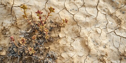 Dried and brittle plants in a desert setting, showing resilience in harsh environments.
