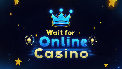 Colorful graphic design featuring crown and stars, promoting online casino experience with vibrant text and playful elements, creating exciting atmosphere