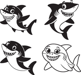 Playful Cartoon Sharks Vector Design