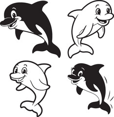Cheerful Cartoon Dolphins Vector Design