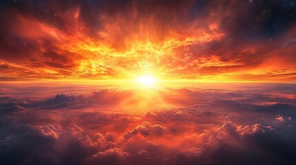 Fototapeta premium Breathtaking Sunrise Over Colorful Clouds and Vibrant Sky