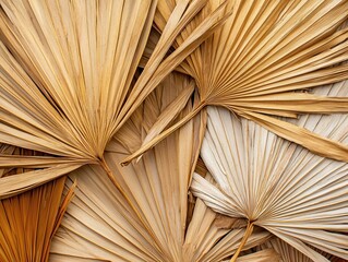 Dried Palm Leaves Texture Background Natural Beige Tones Organic Design Element
