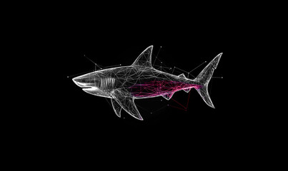 Shark low poly technology background with abstract polygonal digital design