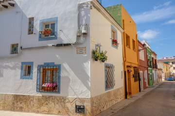 Streets and houses of Denia, Spain