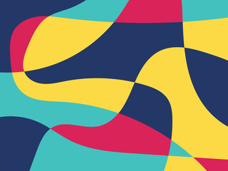 Abstract multicolored organic mosaic illustration design background. Colors: blue, red, yellow, and turquoise. 