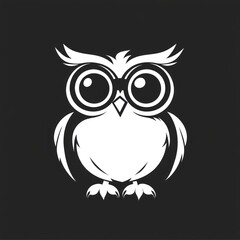 Fototapeta premium White owl illustration on a black background. Can be used for graphic designs
