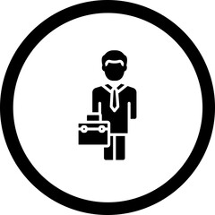 Man Businessman With Suitcase Vector Icon Design
