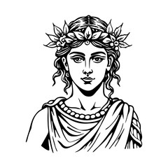 A vintage style illustration of artemis god