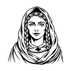 Brigid goddess illustration in vintage style
