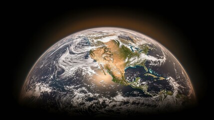 Earth view highlighting North America with glowing atmosphere