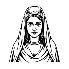 Brigid goddess portrait vintage style illustration