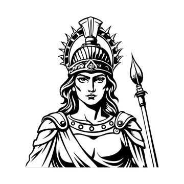 Bellona warrior illustration in vintage style