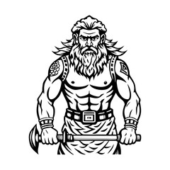 A vintage style illustration of goibniu god
