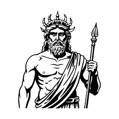 A vintage style illustration of ancient greek god