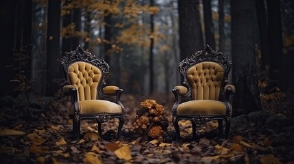 Old chair in the garden.