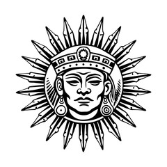 A vintage style illustration of inca god
