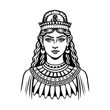 Inanna goddess illustration in vintage style
