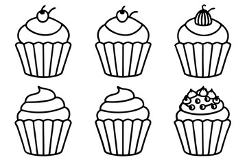 Cupcake Line Art Vector Bundle