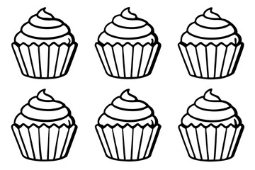 Cupcake Line Art Vector Bundle