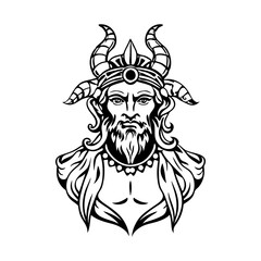 A vintage style illustration of zodiac god