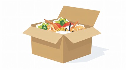 Delicious Asian Food in Box Icon on White Background for Culinary Concepts