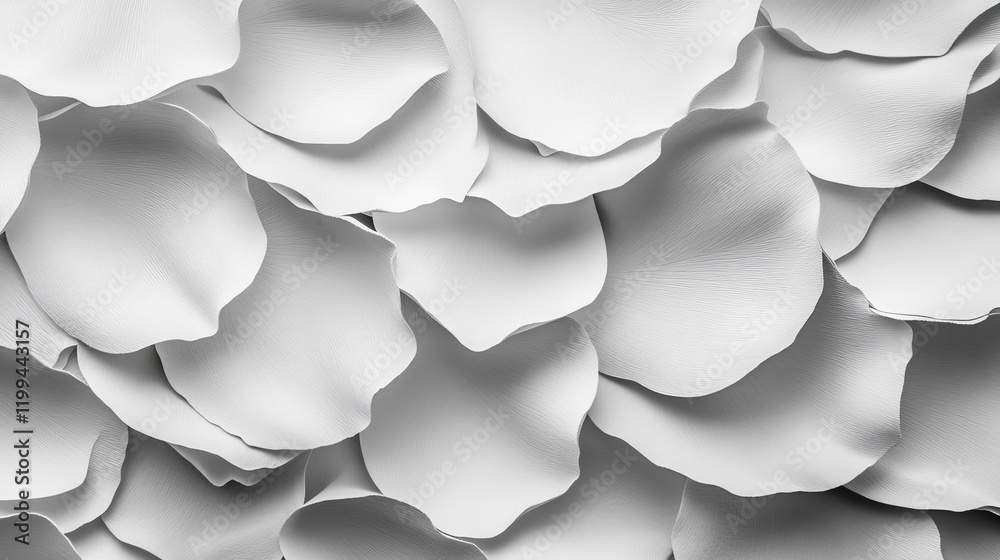 Poster close up of overlapping white petals. soft, delicate, and elegant texture.