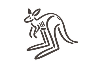 Kangaroo vector illustration in abstract minimal line art style