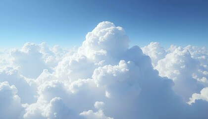 Vast fluffy cloud formation under clear blue sky, dreamy and ethereal landscape, Wide Shot, Daytime
