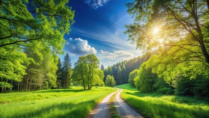 Fototapeta premium A serene landscape with a vast clear blue sky above