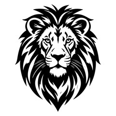 vector black and white head lion illustration