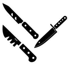 vector black and white knife illustration