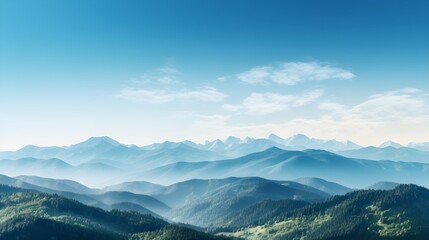 Fototapeta premium Majestic Mountain Landscape with Clear Blue Sky - Generative AI