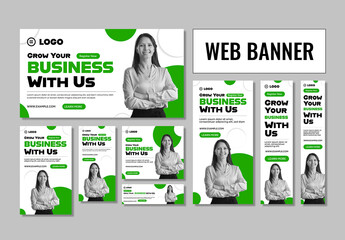 Professional Green and White Web Banner Set for Online Marketing