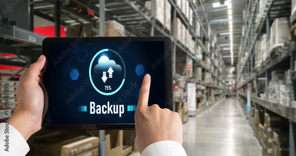 Poster backup storage data internet technology business concept. database storage cloud technology file dat