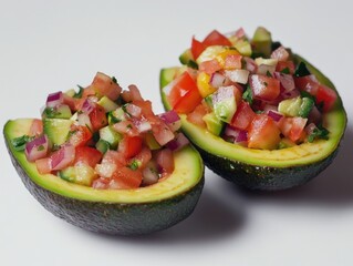 A delicious avocado toast meal with vibrant salsa on top.