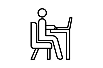 Fototapeta premium Desk with Computer icon. icon related to Office. suitable for web site, app, user interfaces, printable etc. line icon style. simple vector design editable