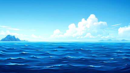 Obraz premium Ocean Serenity: A Stunning Seascape of Blue Waters Under a Summer Sky