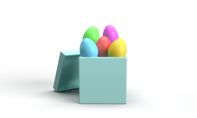 Happy easter egg box open gift colorful egg object march april month 2025 2026 year springtime season celebration rabbit bunny easter egg happy cute holiday decoration animal gift happy easter day art