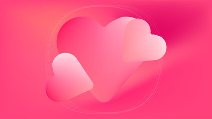 HEART, LOVE VALENTINES DAY GRADIENT MESH PINK BACKGROUND ILLUSTRATION DESIGN VECTOR GOOD FOR GREETING CARD, COVER DESIGN