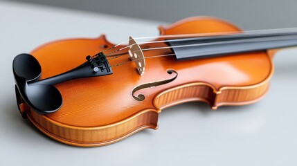 Fototapeta premium Elegant violin resting on a surface, inviting melodies during practice
