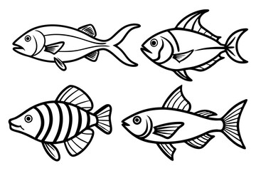 Fish Line Art Vector Bundle