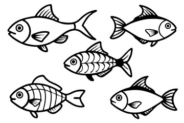 Fish Line Art Vector Bundle