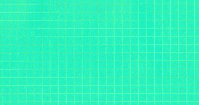 Exercise book grid raw medium green yellow cells move vertical. Crazy doodle grunge paper scan 4K 4096 pulsing stop motion blank background good for titles, intro, school, background, etc...